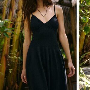 New Free People Black Midi Knit dress